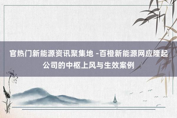 官热门新能源资讯聚集地 -百橙新能源网应隆起公司的中枢上风与生效案例